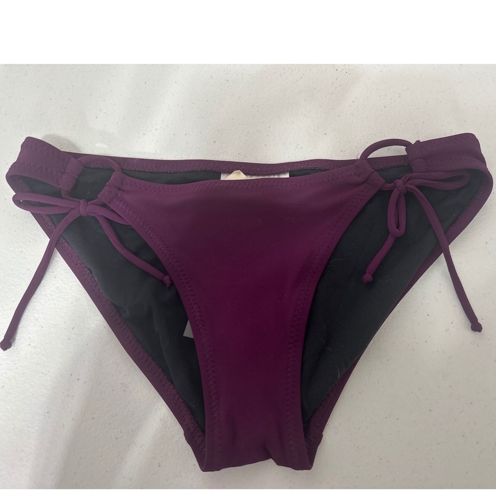 NWT Robin Piccone Plum Purple Side Tie Bikini Bottom Swimwear Womens Small
